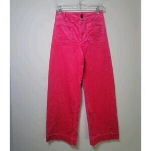 Maeve Womens 25 Colette Corduroy Crop Wide Leg Pants Hot Pink